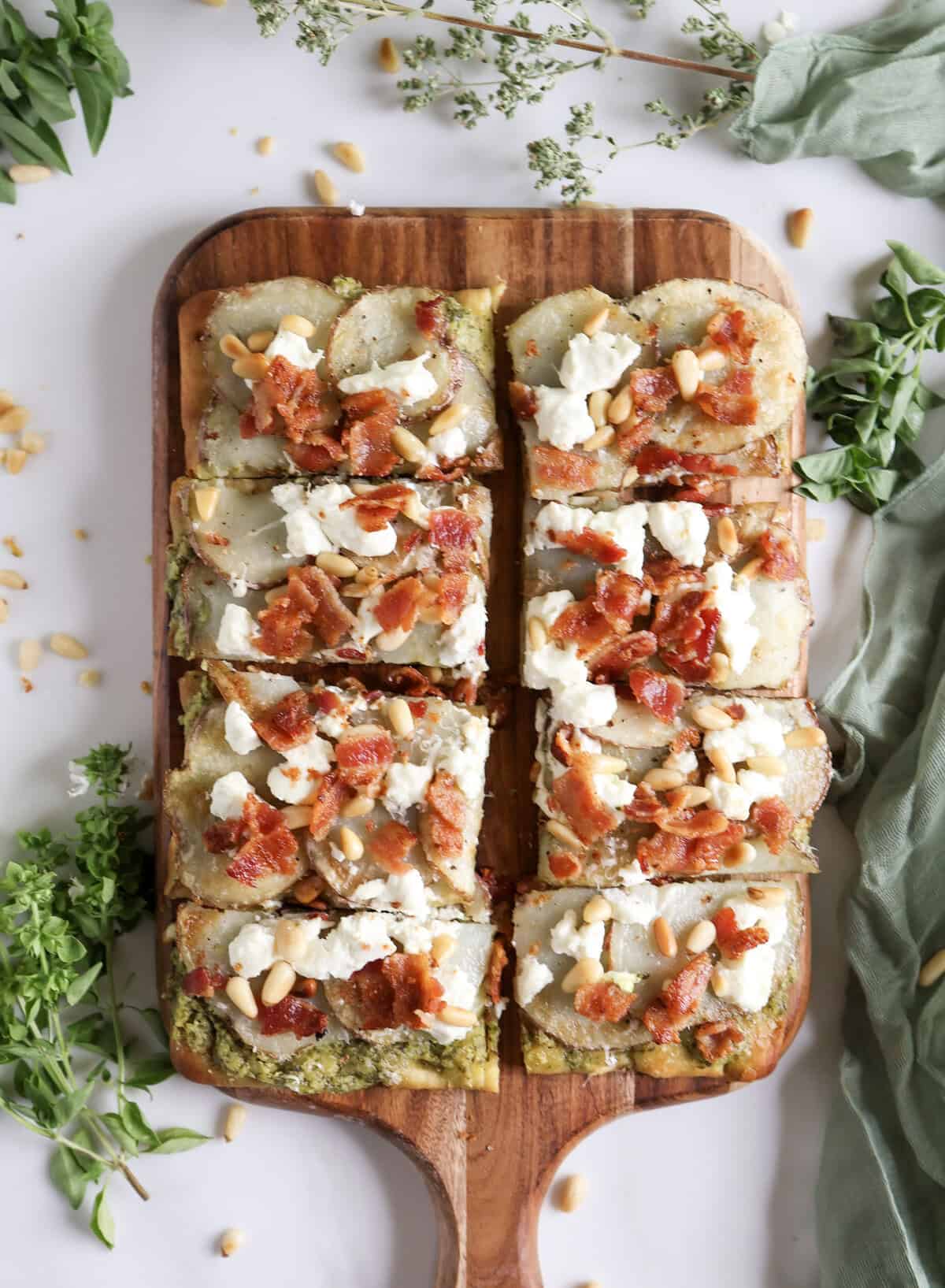 Potato, Pesto and Goat Cheese Flatbread