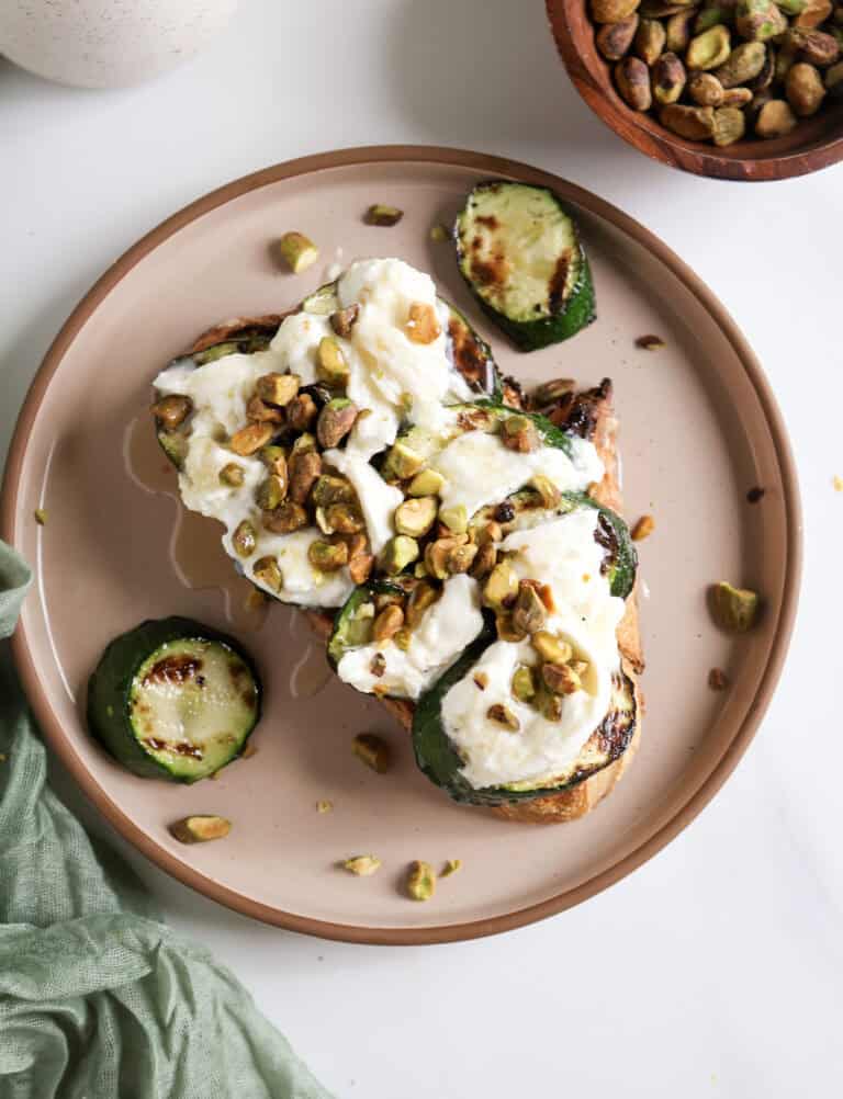 Grilled Zucchini and Burrata Toast