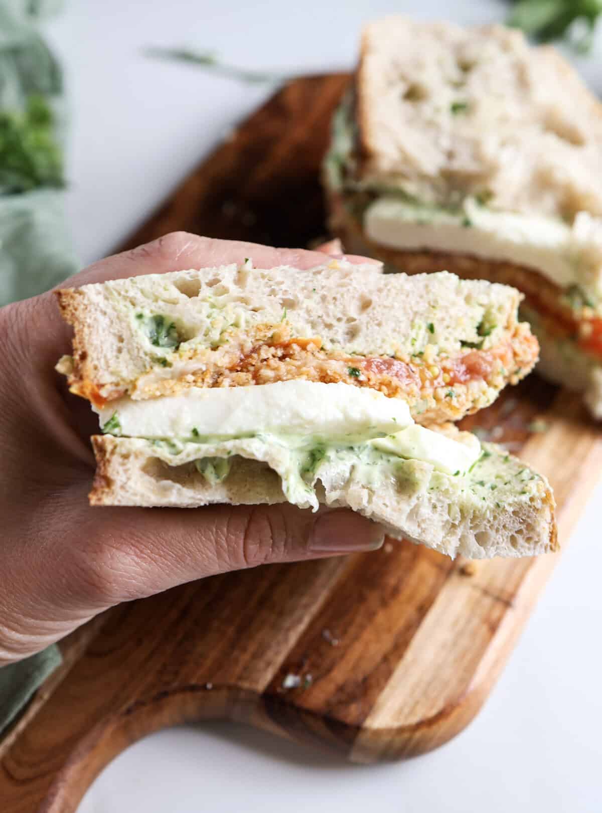 Air Fryer Tomato and Mozzarella Sandwich