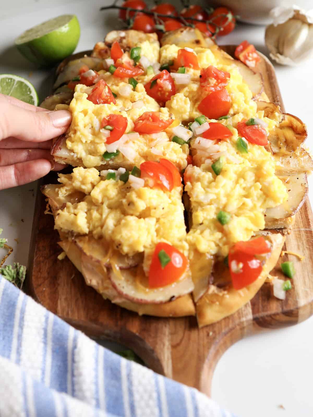 One Skillet Chipotle Flatbread with Potatoes and Eggs