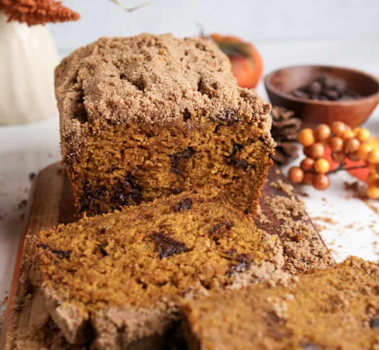 Pumpkin Chocolate Chip Bread with Crumb Topping