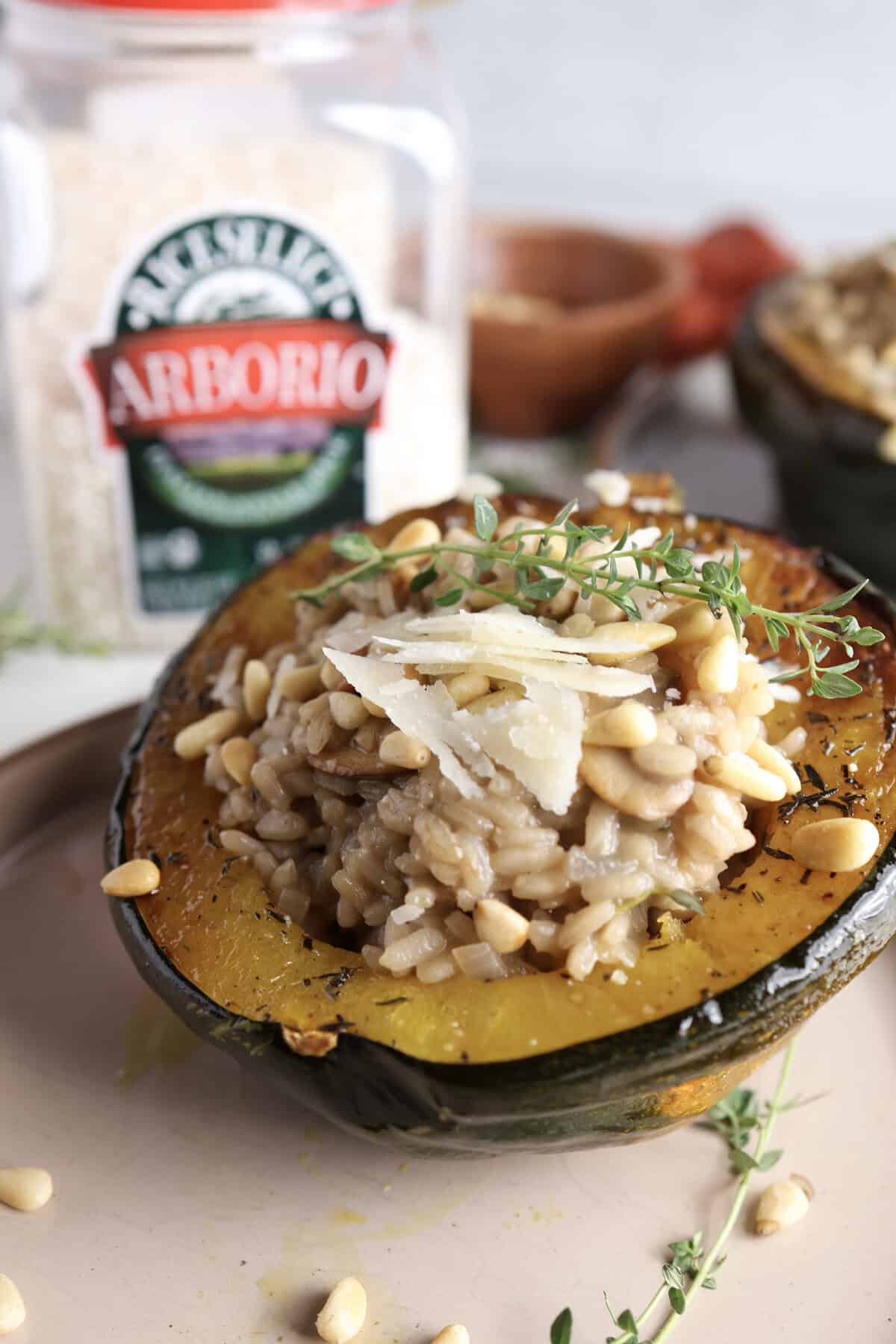 Acorn Squash Stuffed with Mushroom and Brown Butter Risotto