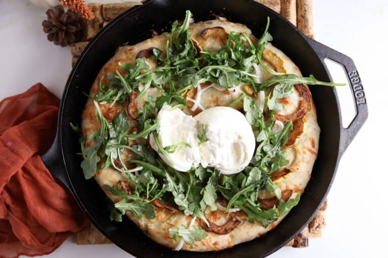 Cast-Iron Fall Harvest Pizza with Delicata Squash and Burrata