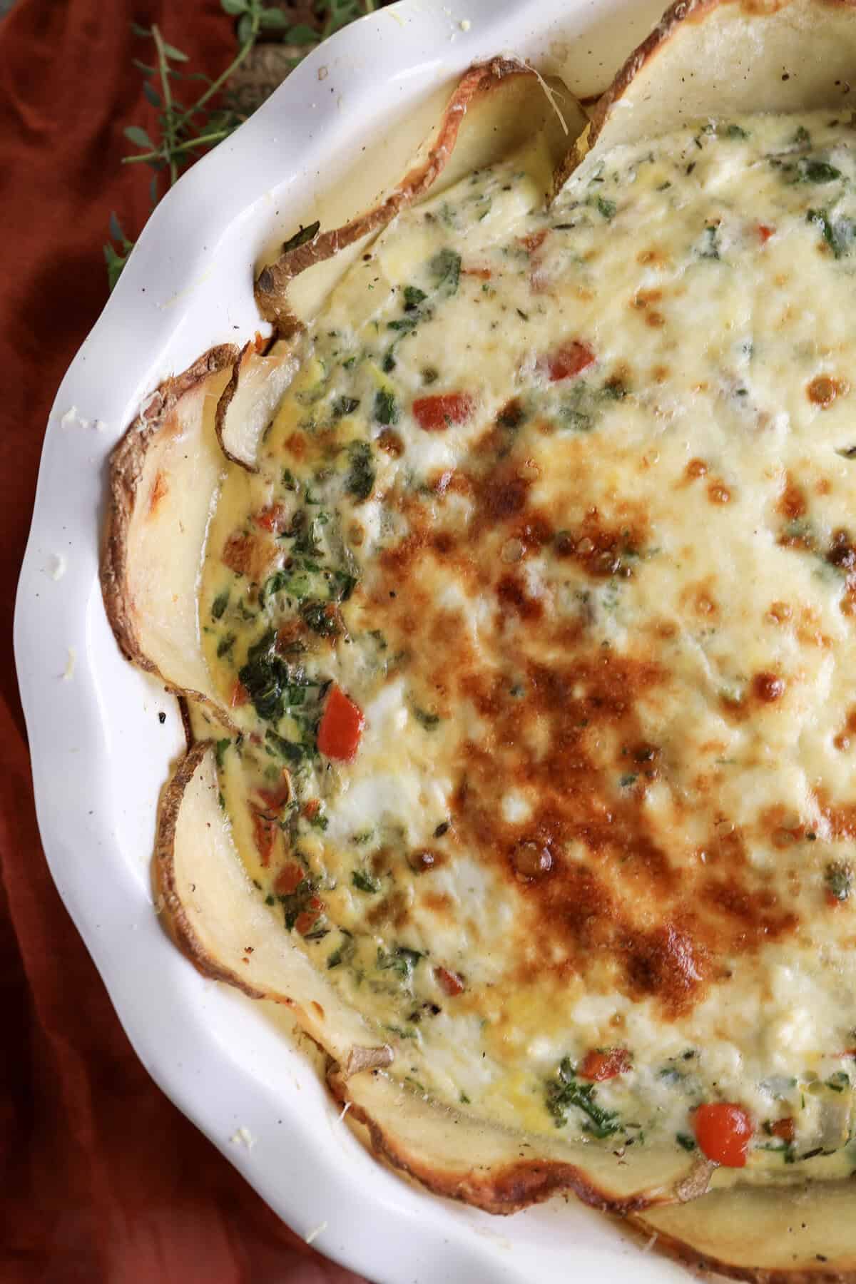 Potato Crust Quiche with Kale and Feta