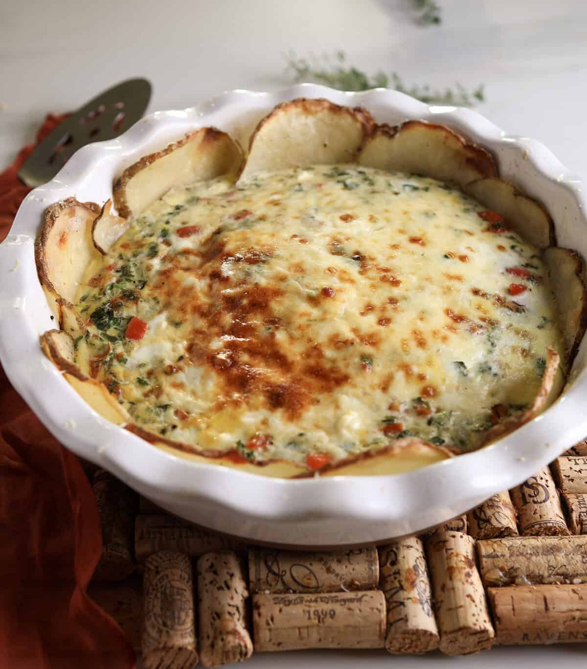 Potato Crust Quiche with Kale and Feta