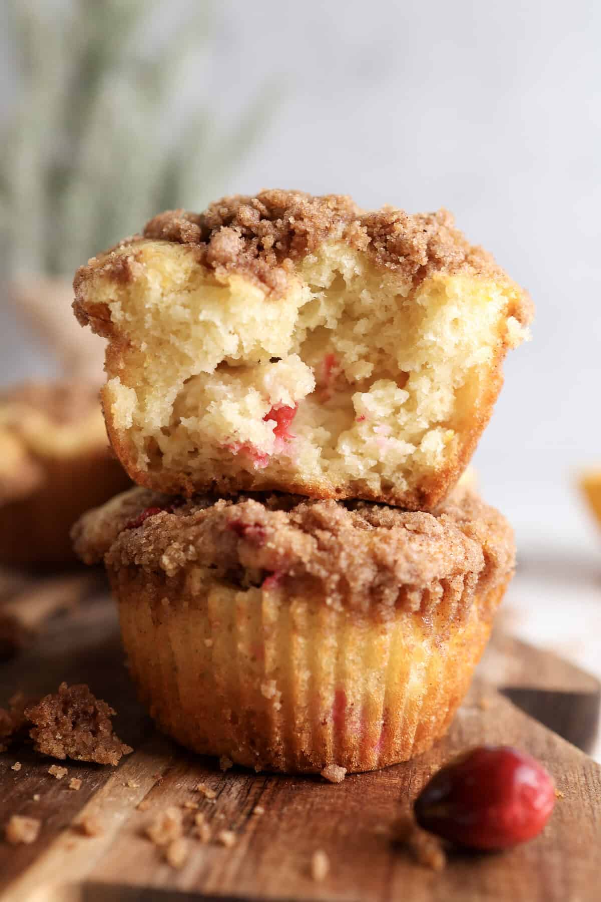 Cranberry Orange Cream Cheese Muffins with Crumb Topping