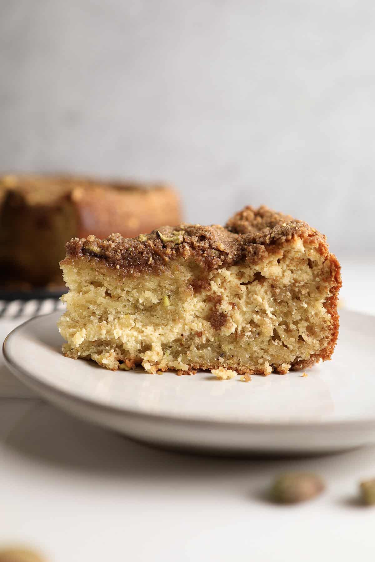 Sour Cream Pistachio Coffee Cake with Cream Cheese
