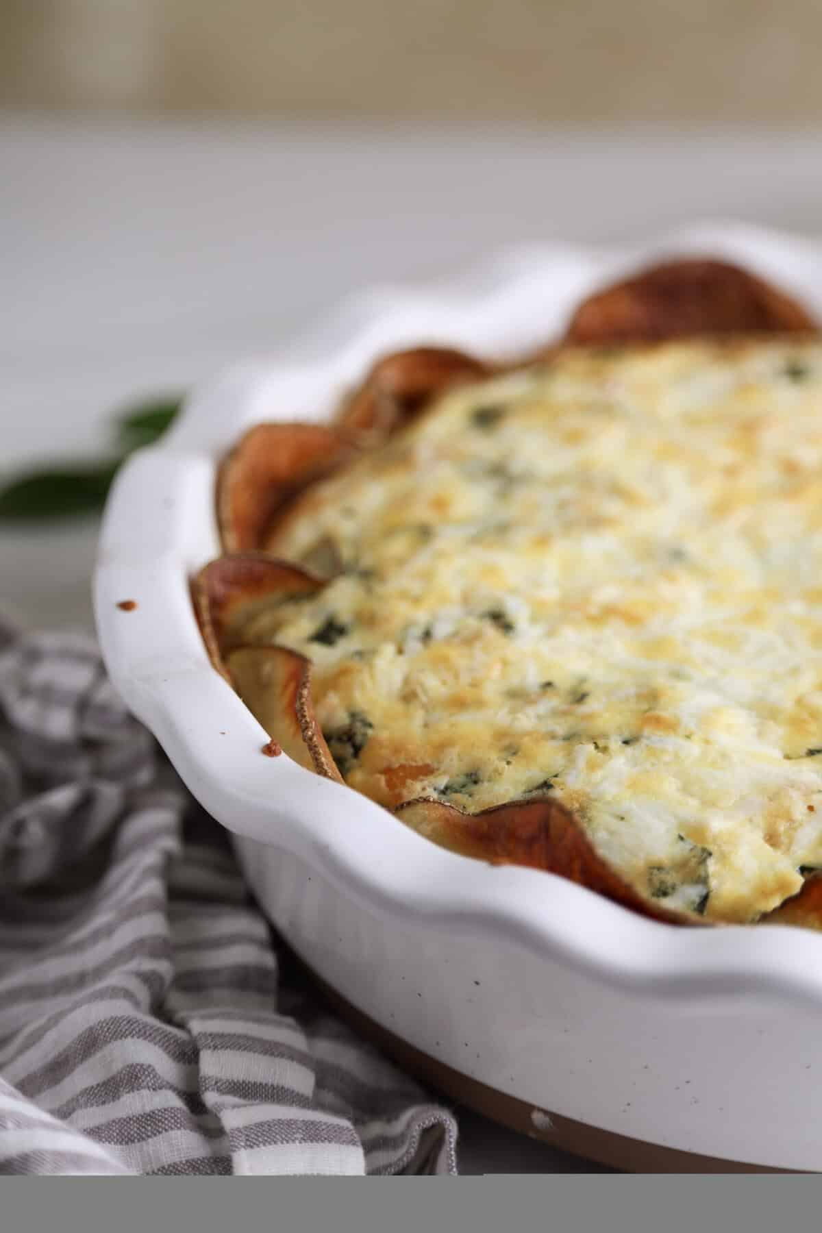 Caprese Quiche with Potato Crust