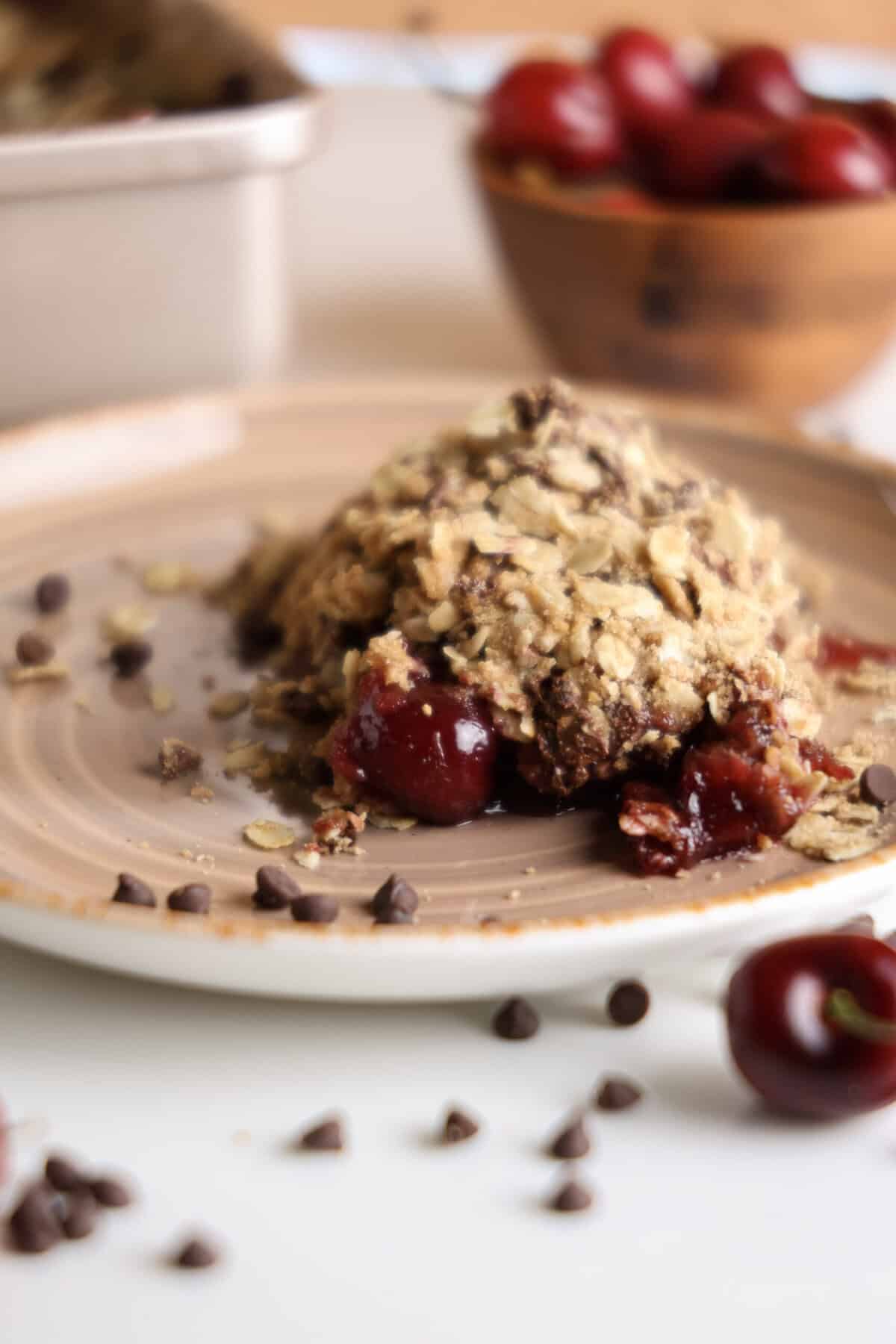 Homemade Cherry Crisp with Chocolate Chips