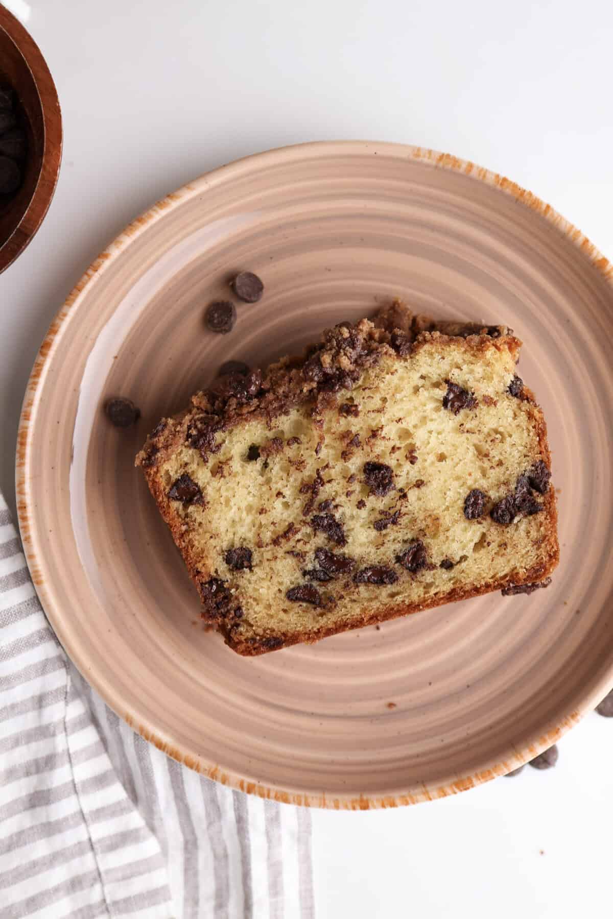 Chocolate Chip Loaf Cake with Chocolate Chip Crumble