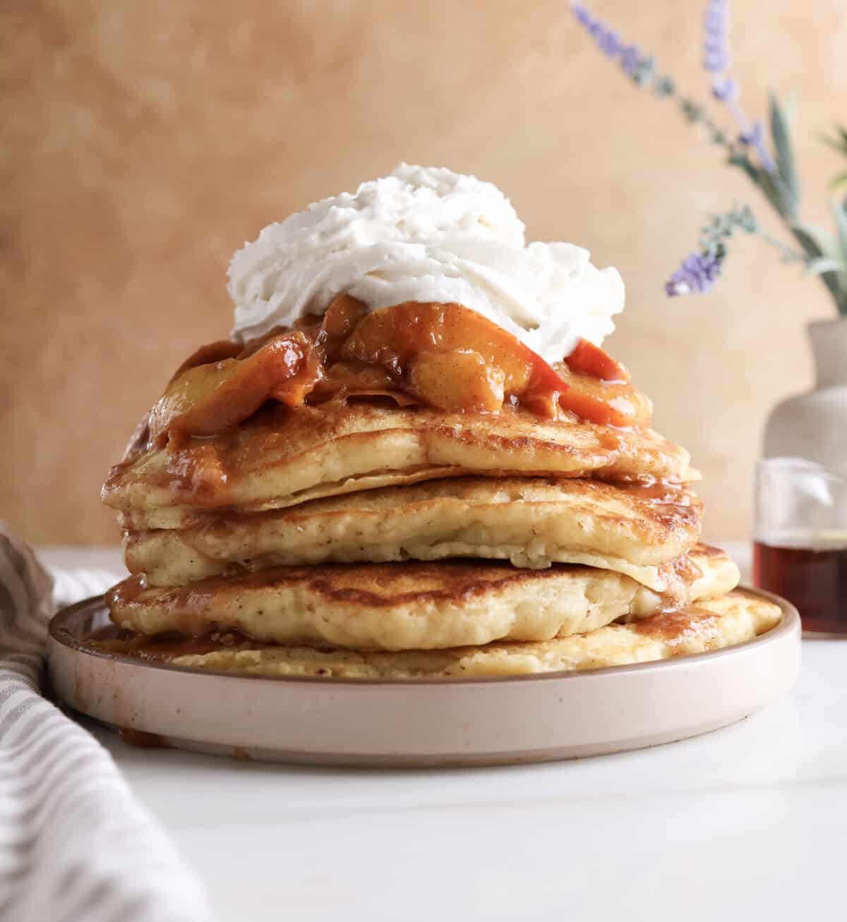 Brown Butter and Buttermilk Pancakes with Peaches