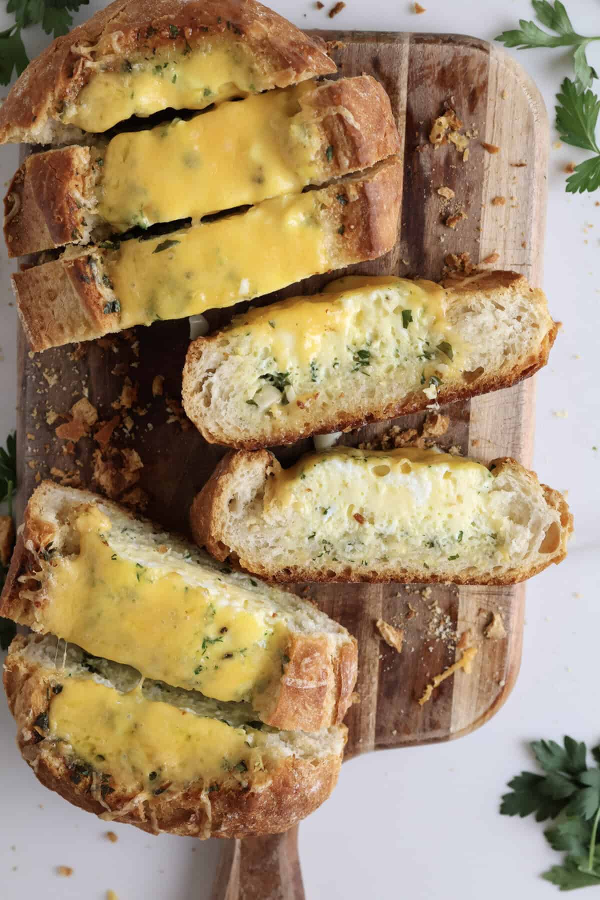 Baked Breakfast Garlic Bread Egg Boat