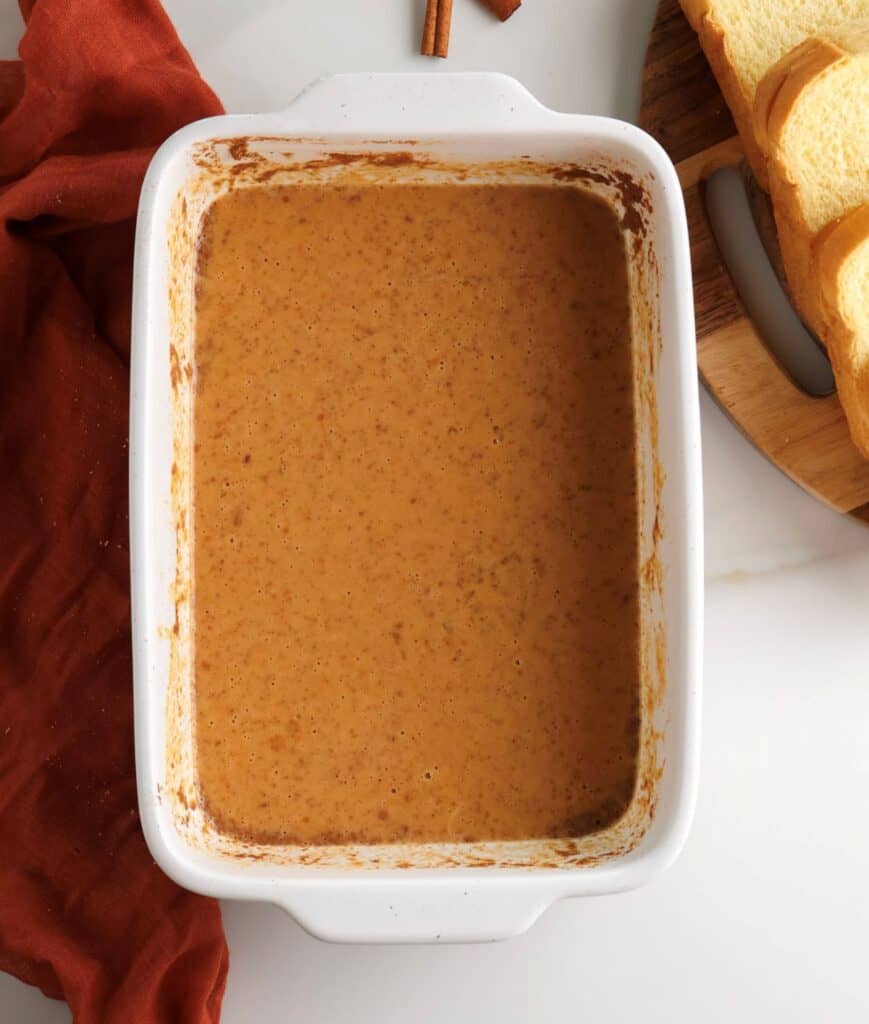 The pumpkin egg custard to make the pumpkin French toast. 