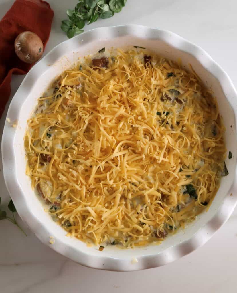 The roasted potato breakfast bake before it goes in the oven.