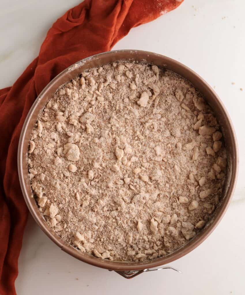 Unbaked sourdough discard coffee cake.