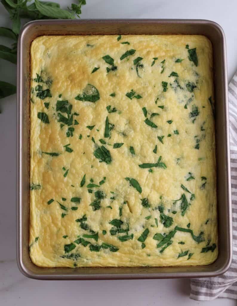 The baked cottage cheese eggs before going into the breakfast sandwiches.