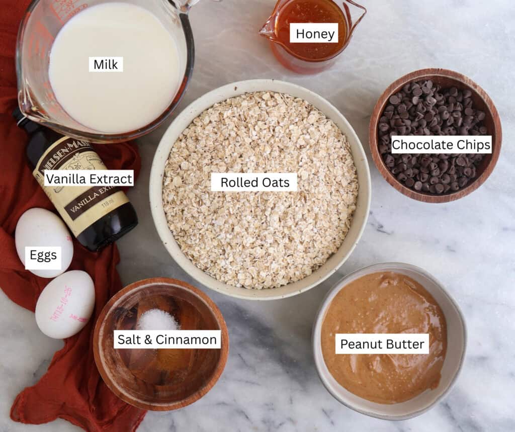 All the ingredients for the baked oatmeal cups.